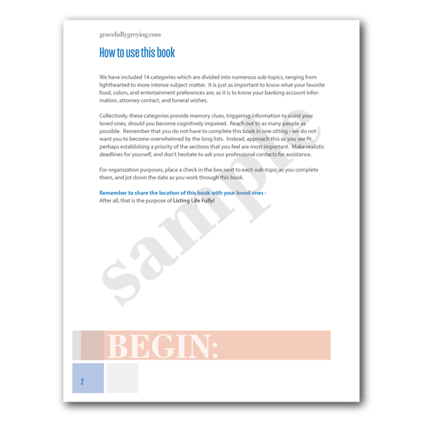 Listing Life Fully! - How to Use Workbook